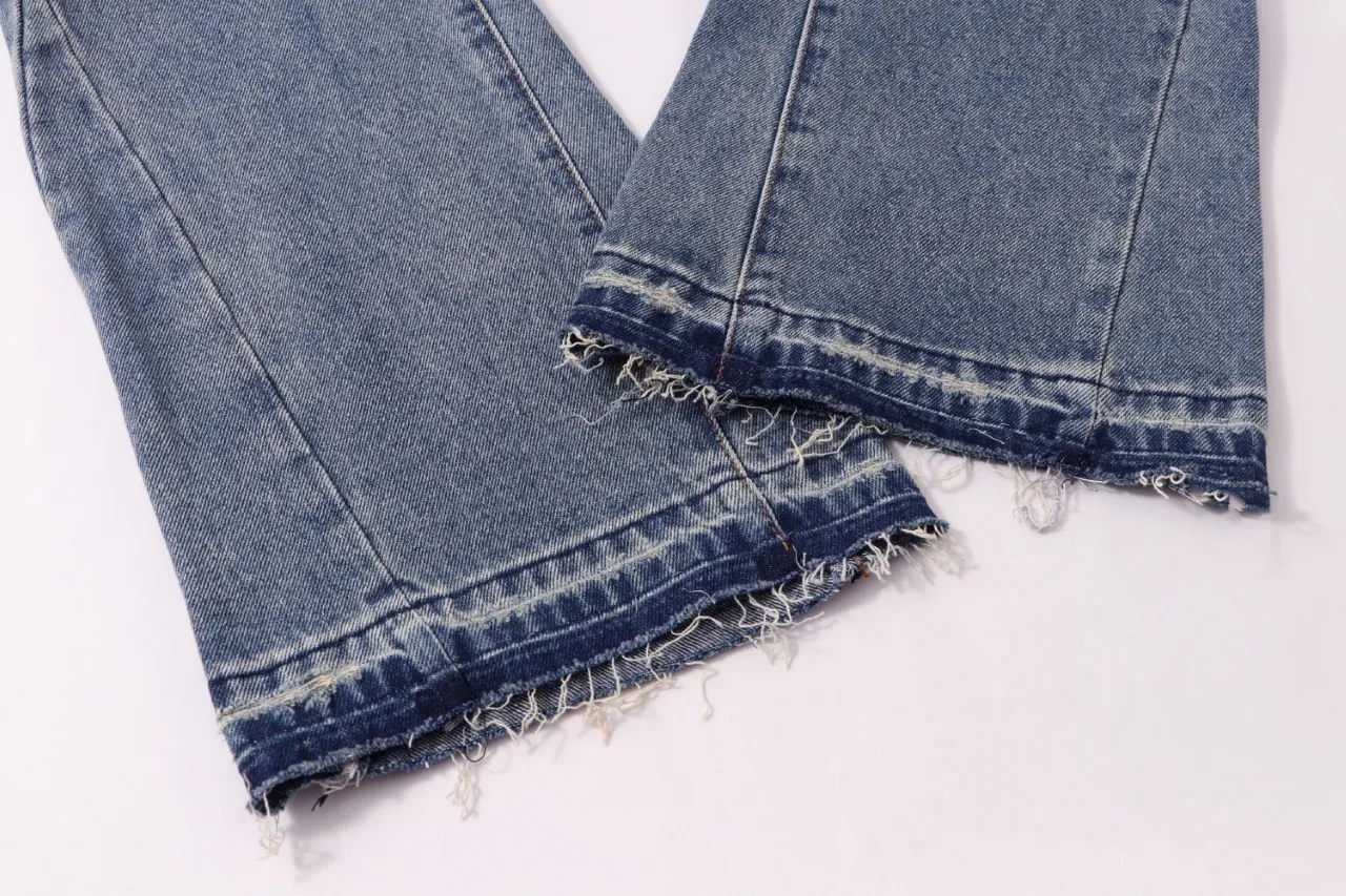 670#Gallery Dept New style ripped patch tassel blue washed jeans bootcut trousers high street trendy pants casual versatile trousers washed blue S~XL P260
